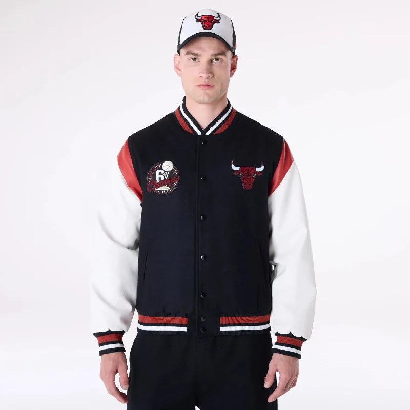 Trendy Hooded Jacket-Chicago Bulls NBA Floral Black Varsity Jacket