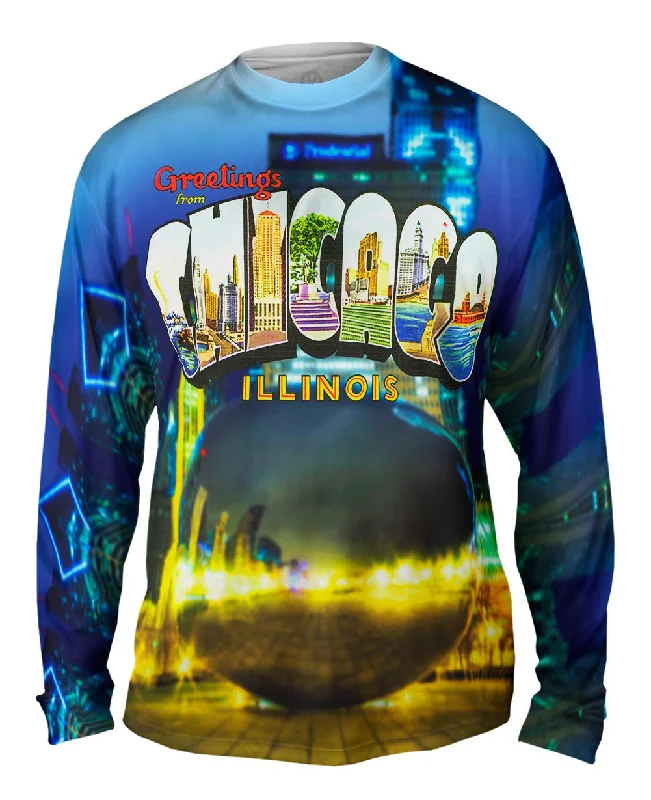 Casual Fit Long Sleeve Tee-Greetings from Chicago Illinois 052