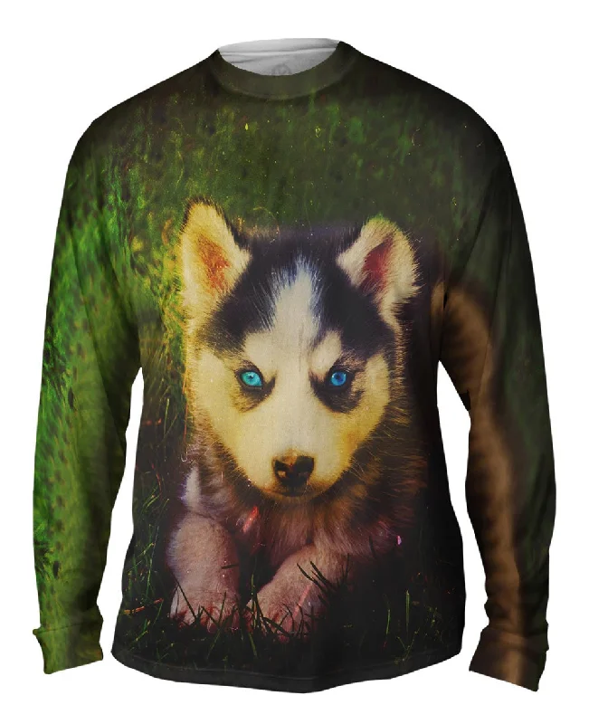 Motivational Quote Long Sleeve-Emo Husky Puppy