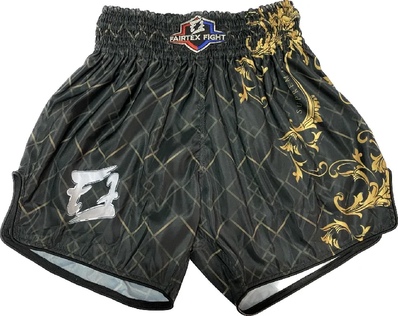 Trendy High-Waisted Shorts-Fairtex Fight Promotion Shorts Supreme Power Black