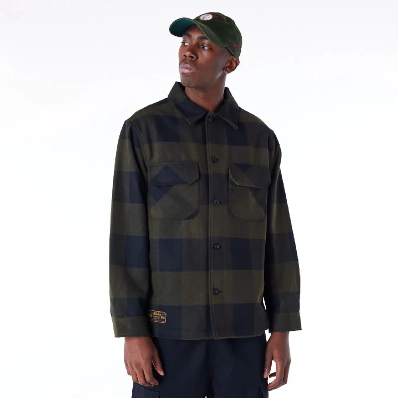 Unique Patterned Jacket-New Era Dark Green Shacket