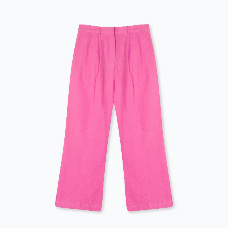 Stylish Wide-Legged Pants-Lowie Cerise Wide Leg Khadi Trousers