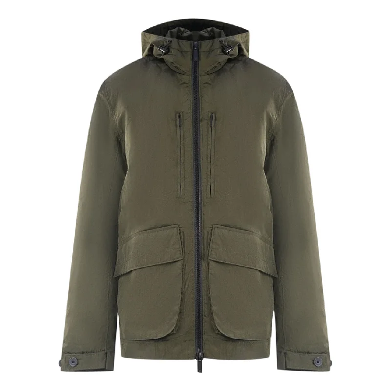 Trendy Zip Hoodie Jacket-Lyle & Scott Plain Hooded Green Jacket