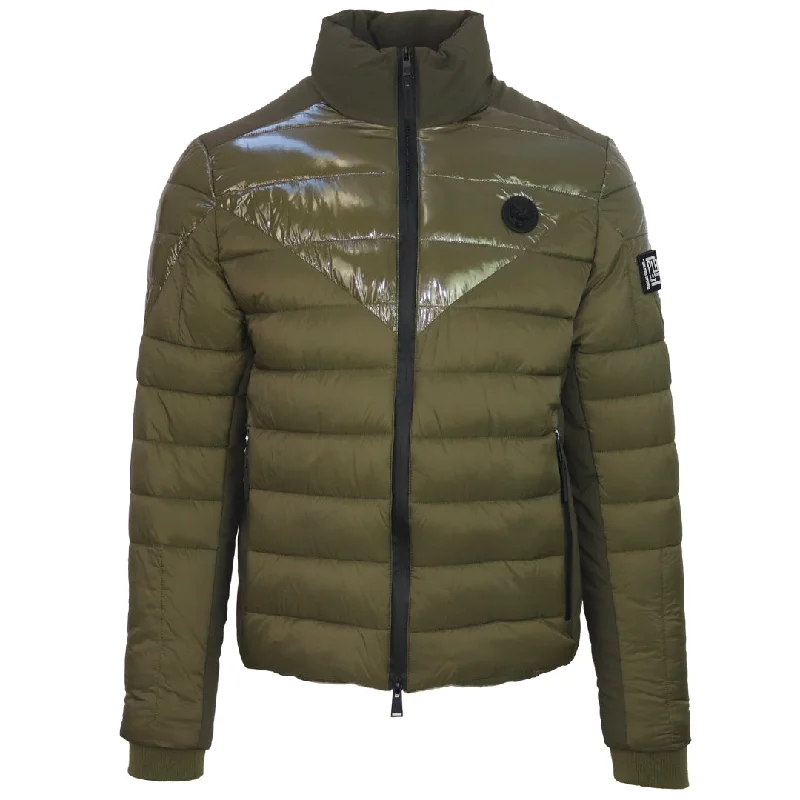 Reflective Running Jacket-Plein Sport Plain Quilted Green Jacket