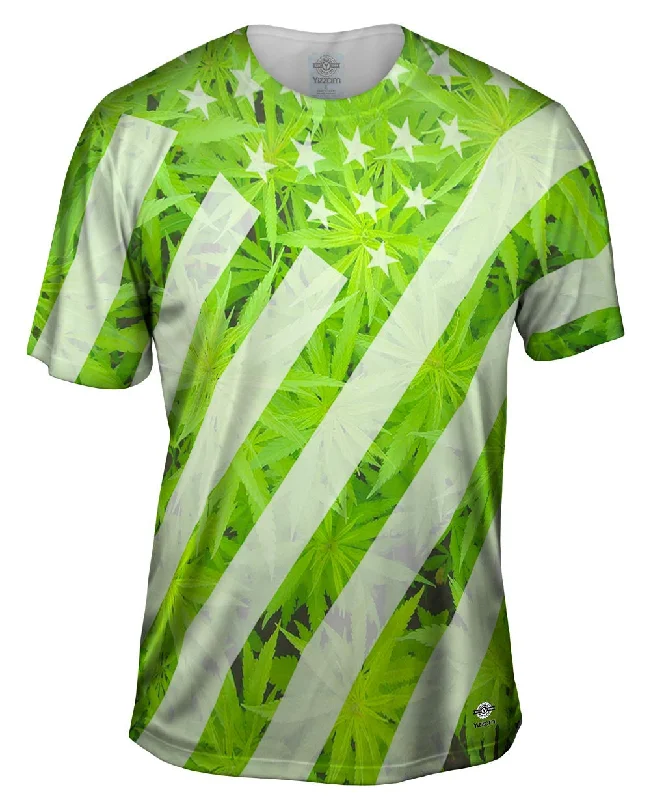 Trendy Fashion T-shirt-Marijuana Flag Usa