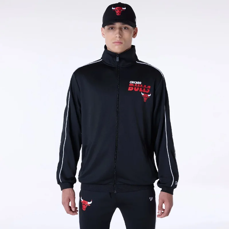 Stylish Peacoat Jacket-Chicago Bulls NBA Track Top Black Jacket