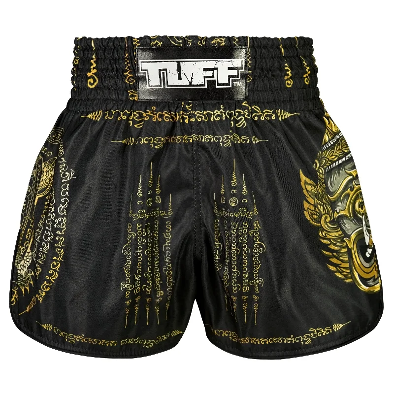 Trendy Printed Shorts-Tuff Muay Thai Shorts TUF-RMS116-BLK