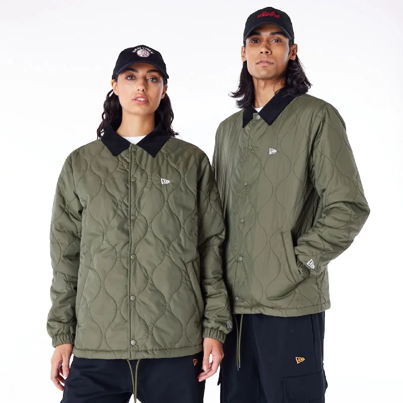 Soft Knit Jacket-New Era Green Quilted Coach Jacket