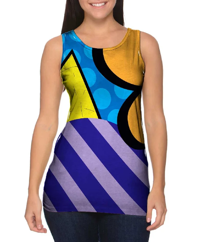 Breathable Outdoor Tank-Circles on Yellow and Blue