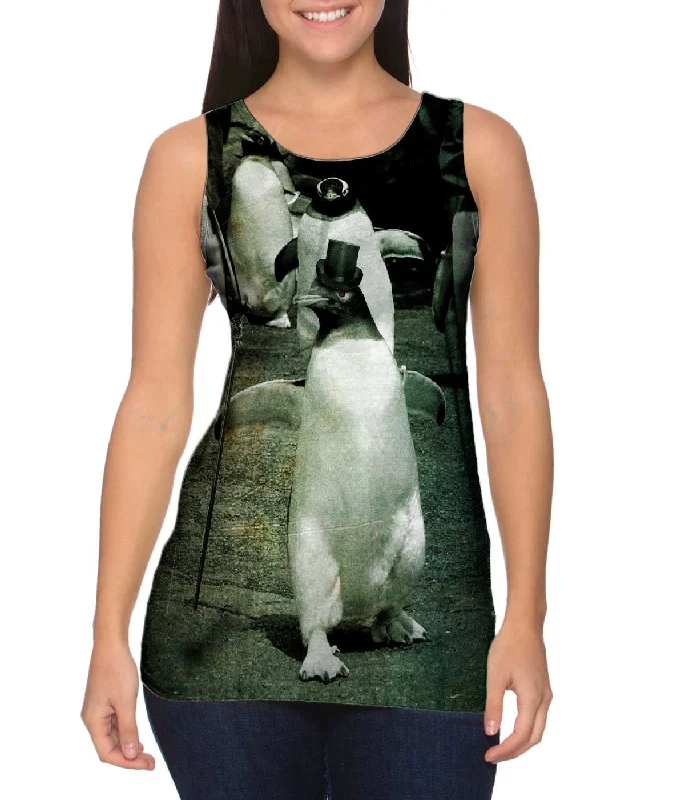 Breathable Outdoor Tank-Dancing Top Hat Penguin