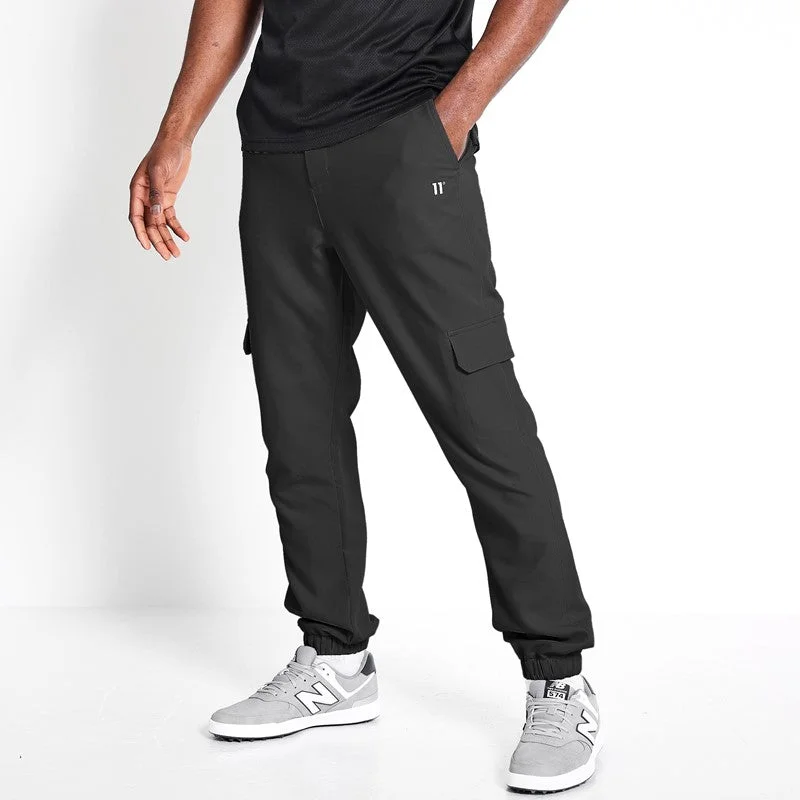 Custom Logo Pants-Stretch Cuffed Cargo Golf Trouser - Black