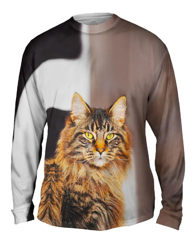 Graphic Art Long Sleeve Shirt-Fluffy Jaguar Cat