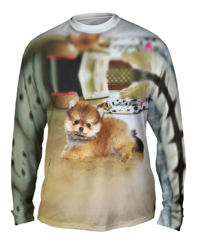 Simple Graphic Long Sleeve-Furry Toy Pomeranian