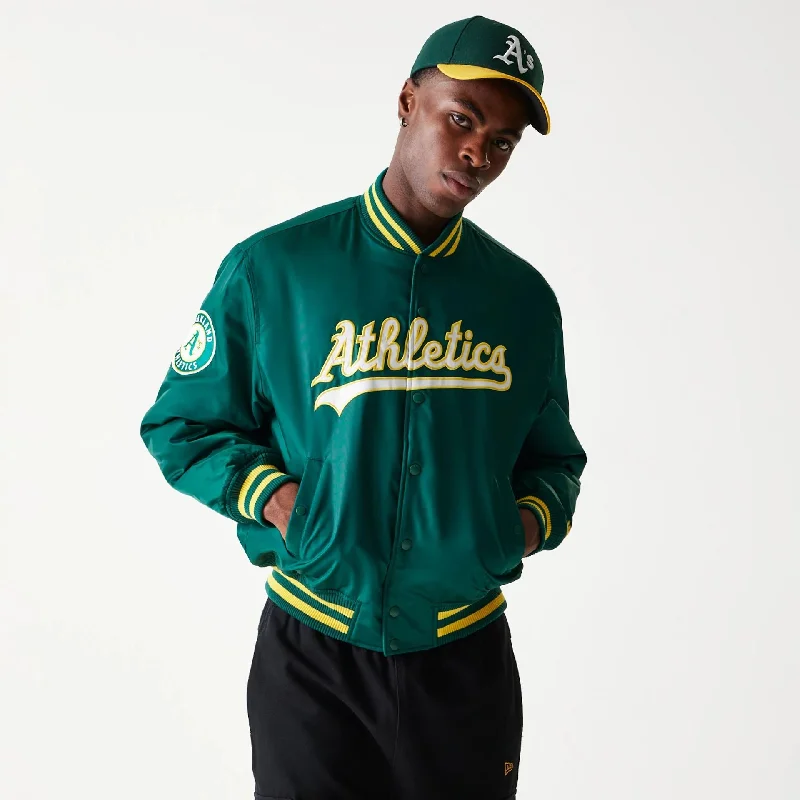 Military Style Jacket-Oakland Athletics MLB Stadium Green Jacket