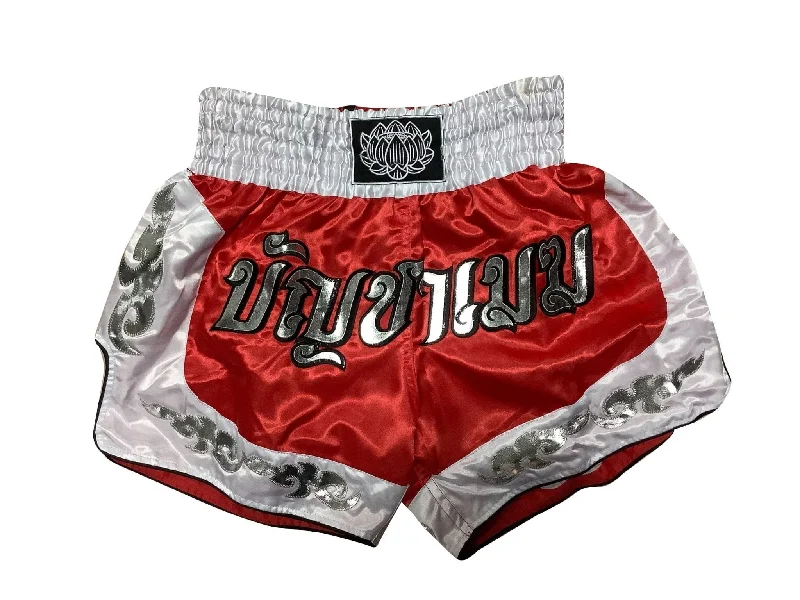 Trendy Striped Shorts-Buakaw Shorts BFG3-3 RED WHITE