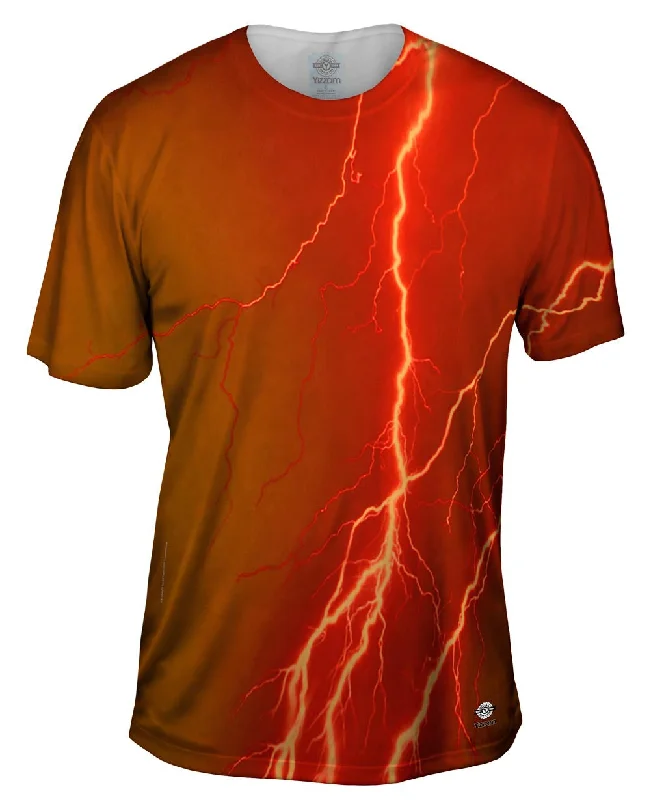 Retro Quote T-shirt-Lightning Storm Orange Brown