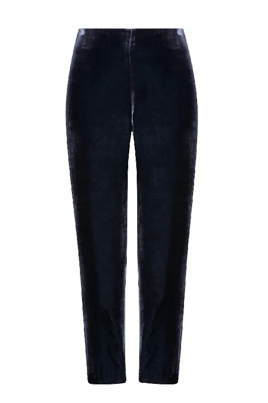 Sports Team Pants-Navy Velvet Narrow-Leg Trousers - Phoebe