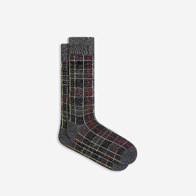 Sports Performance Socks-Plaid Check Mid-Calf Socks