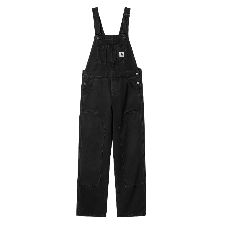 Fashionable Patterned Pants-Carhartt WIP Womens Bib Double Knee Black Stone Washed