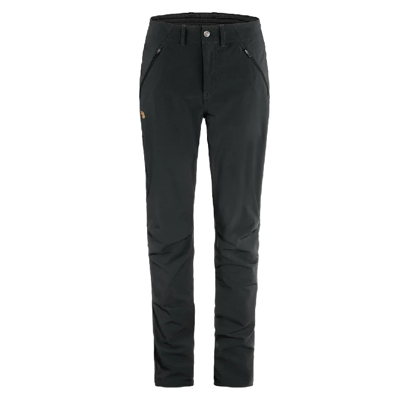 Warm Thermal Pants-Fjallraven Womens Abisko Stretch Trousers Short Leg Black