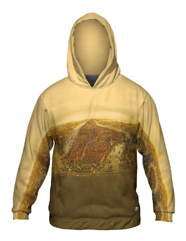 Classic White Hoodie-"Bird_#_s Eye Map of Manhattan New York City"