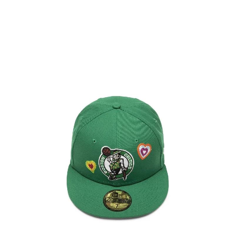 Stylish Fedora Cap Hat-59FIFTY BOSTON CELTICS CHAIN STITCH HEART FITTED CAP