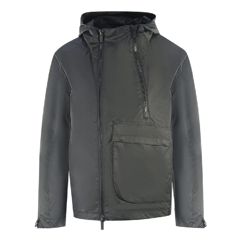 Thermal Lined Jacket-Lyle & Scott Dual Zip Hooded Black Jacket