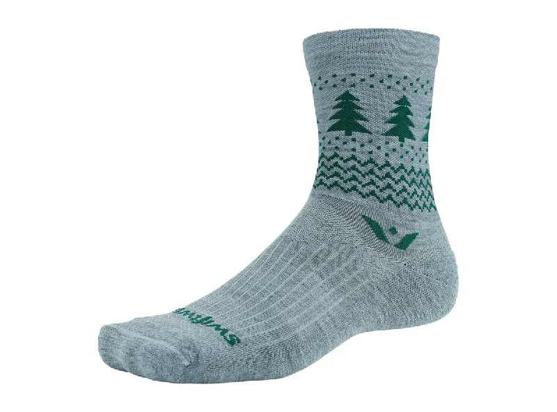 Stylish Ankle Socks-Swiftwick Vision Five Winter Pine Sock - Heather Green - 2020