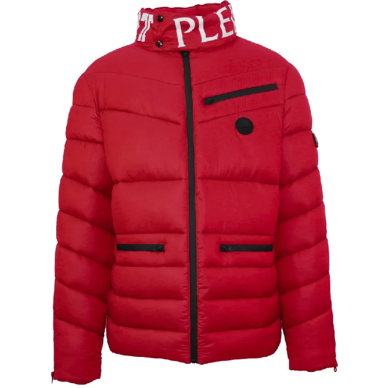 Vintage Sports Jacket-Plein Sport Padded Bold Logo Red Jacket