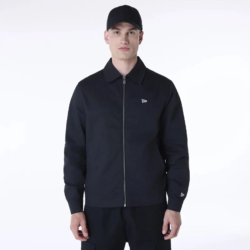 Trendy Sherpa Jacket-New Era Collared Black Jacket