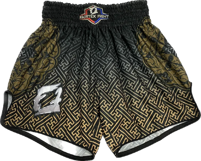 Vintage Denim Shorts-Fairtex Fight Shorts FFS Black Gold