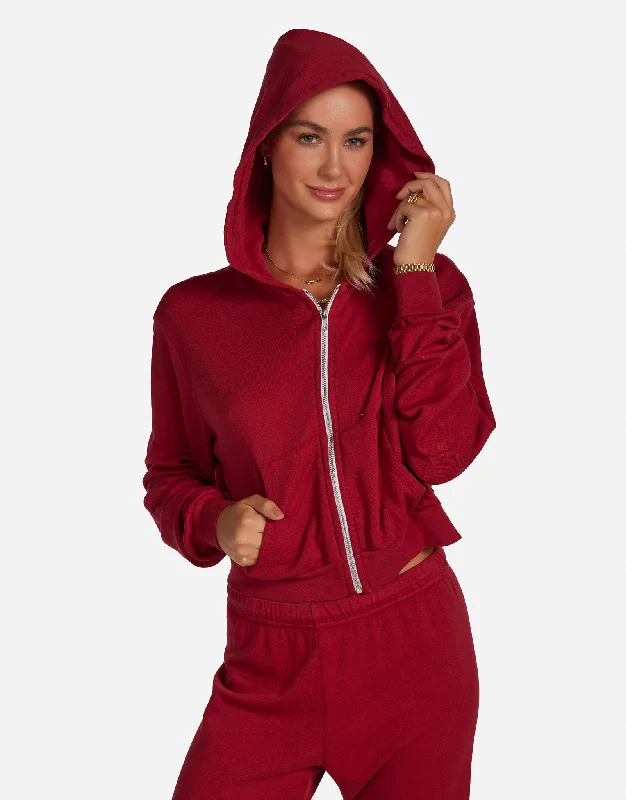 Casual Zip Hoodie-Bowman Maroon