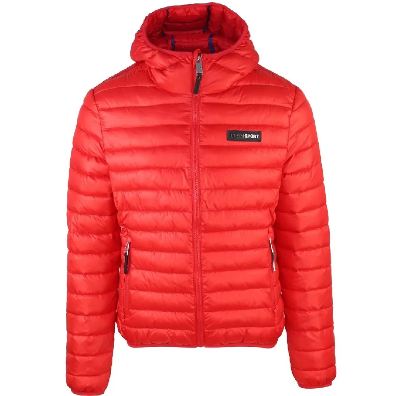 Colorful Print Jacket-Plein Sport Padded Circle Logo Red Jacket