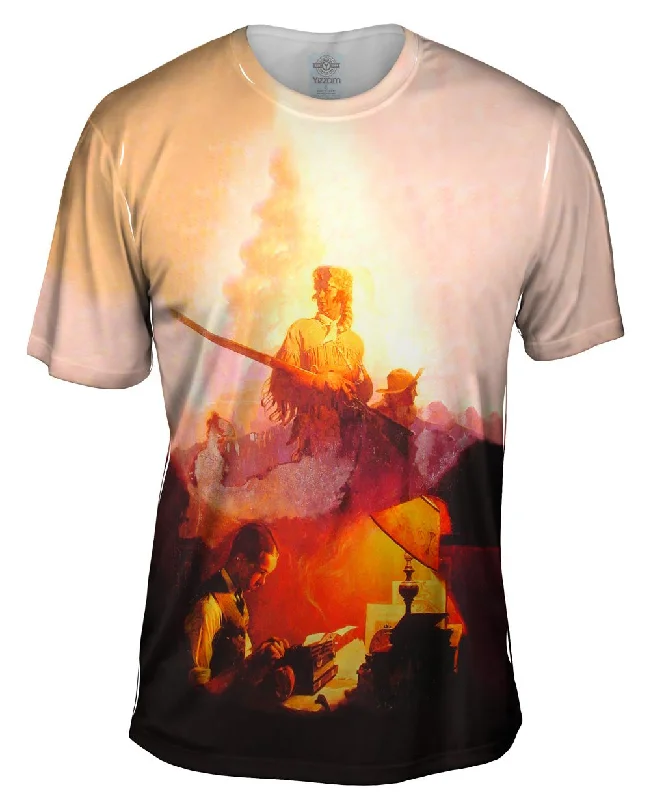 Pop Culture T-shirt-Norman Rockwell - "Daniel Boone Comes to Life on the Underwood Portable" (1923)