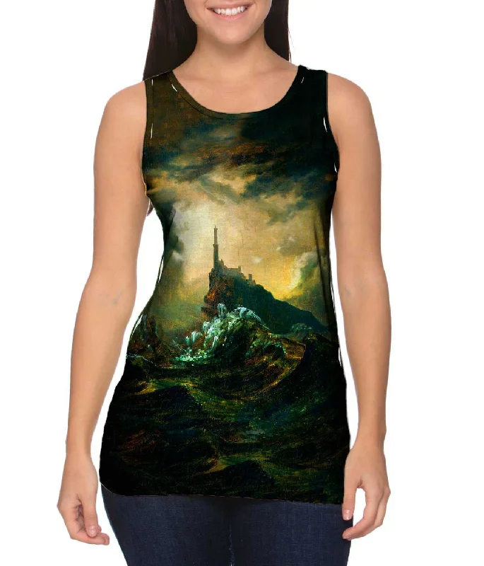 Casual Zip-Up Tank-Carl Blechen - "Stormy Sea with Lighthouse" (1826)