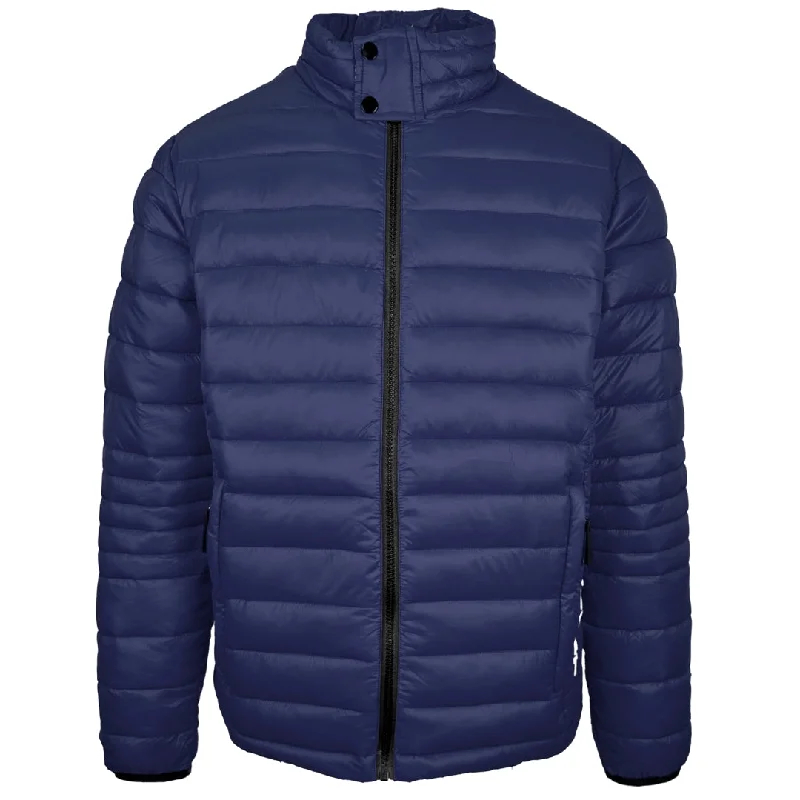 Classic Black Jacket-Plein Sport Plain Padded Navy Blue Jacket