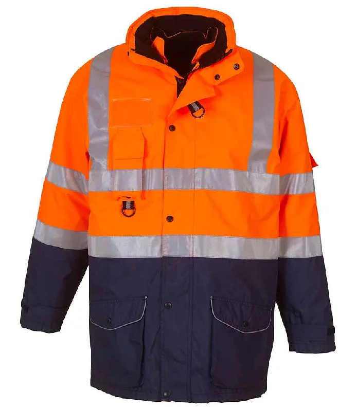 Lightweight Casual Jacket-Yoko Hi-Vis Multi-Function 7-in-1 Jacket | Orange/Navy