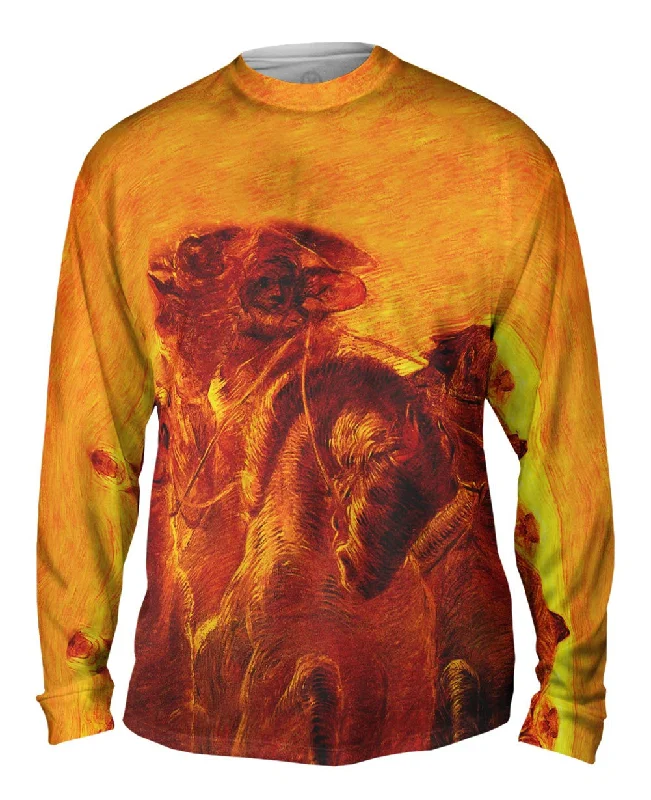 Soft Casual Long Sleeve Shirt-Gaetano Previati - "Eroica Horses" (1907)