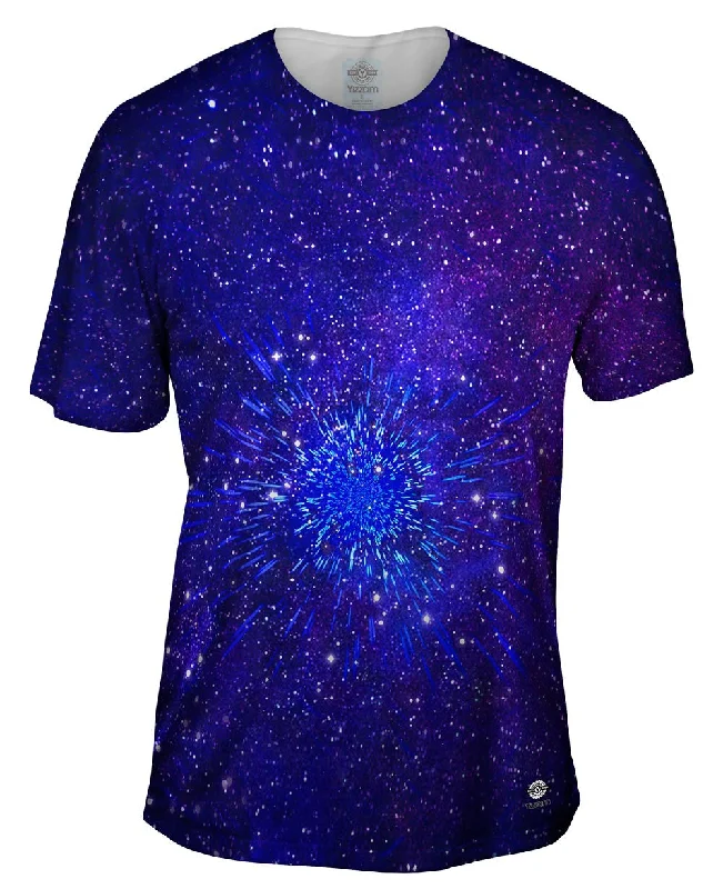 Bold Graphic T-shirt-Pulsating Starry Universe Blue