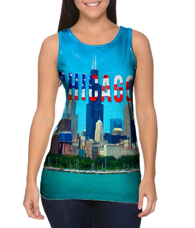 Trendy Slogan Tank-Chicago Pride Willis Tower And Marina