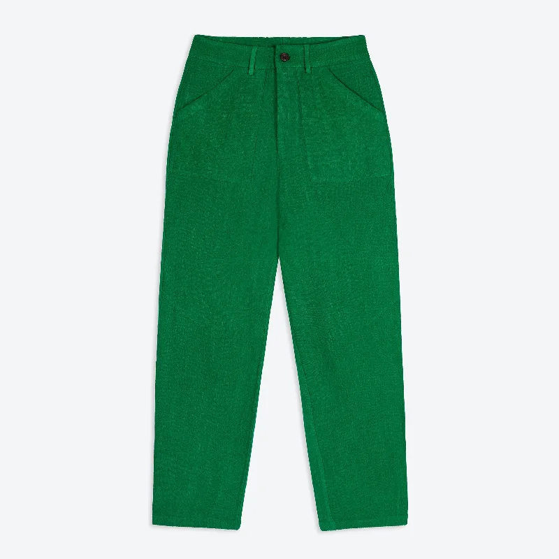 Custom Embroidered Joggers-Lowie Viscose Linen Emerald Natalie  Trouser