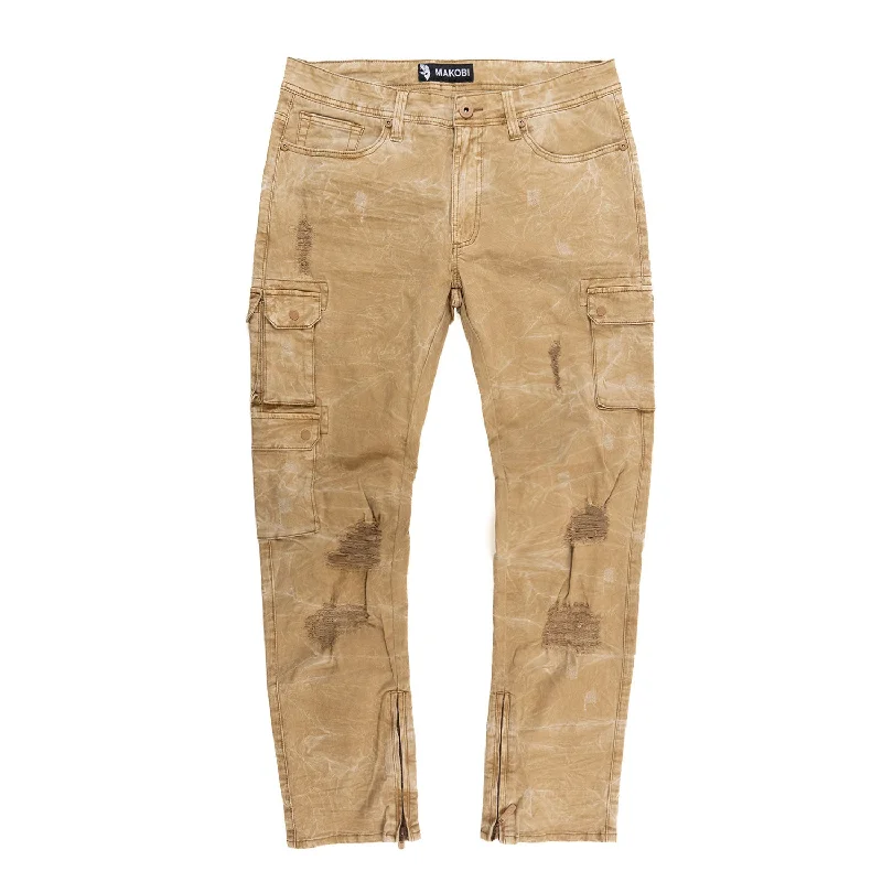 Personalized Name Pants-M1737 Berteli Acid Cargo Pants - Mocha