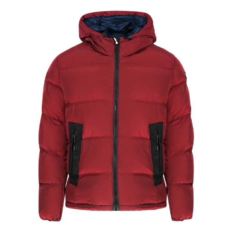 Warm Winter Jacket-Champion Branded Red Hooded Padded Jacket