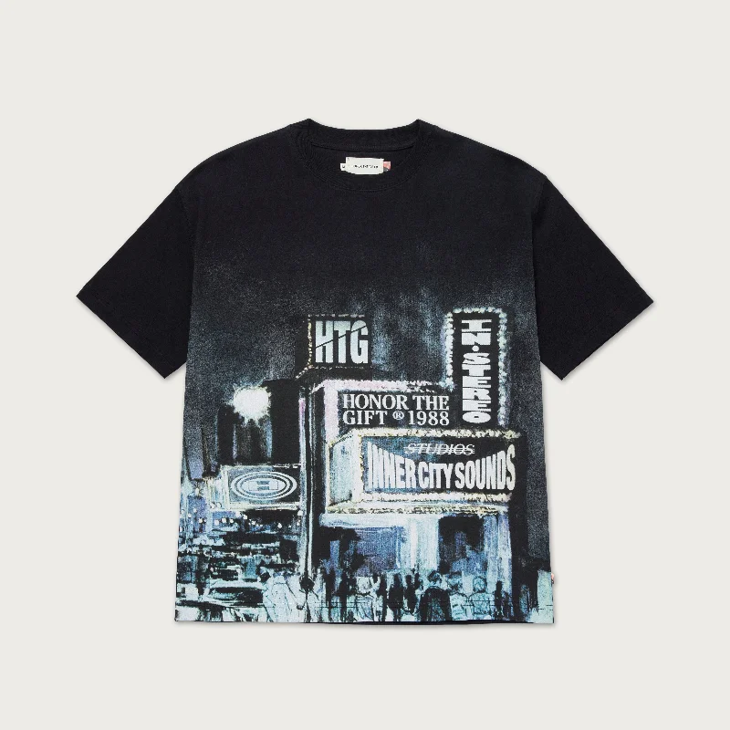 Personalized Graphic T-shirt-City Lights Tee - Black