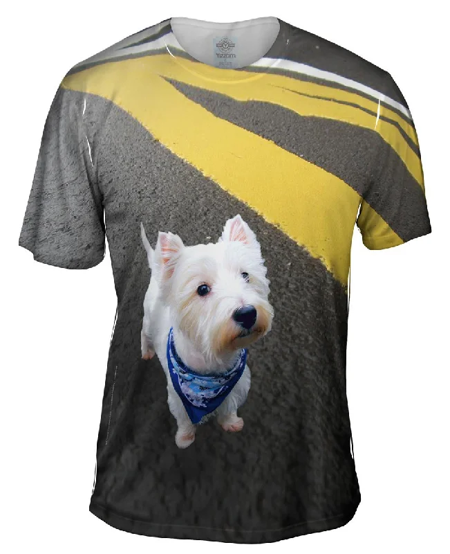 Hand-Drawn Design T-shirt-Asphalt Kicking Westie