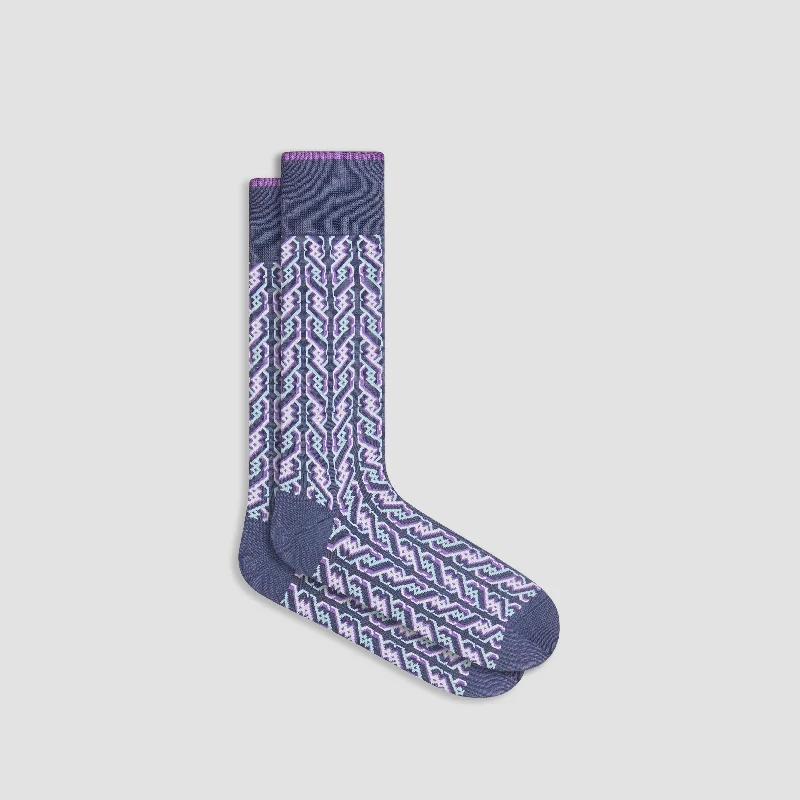 Fun Printed Socks-Cable Stripe Mid-Calf Socks