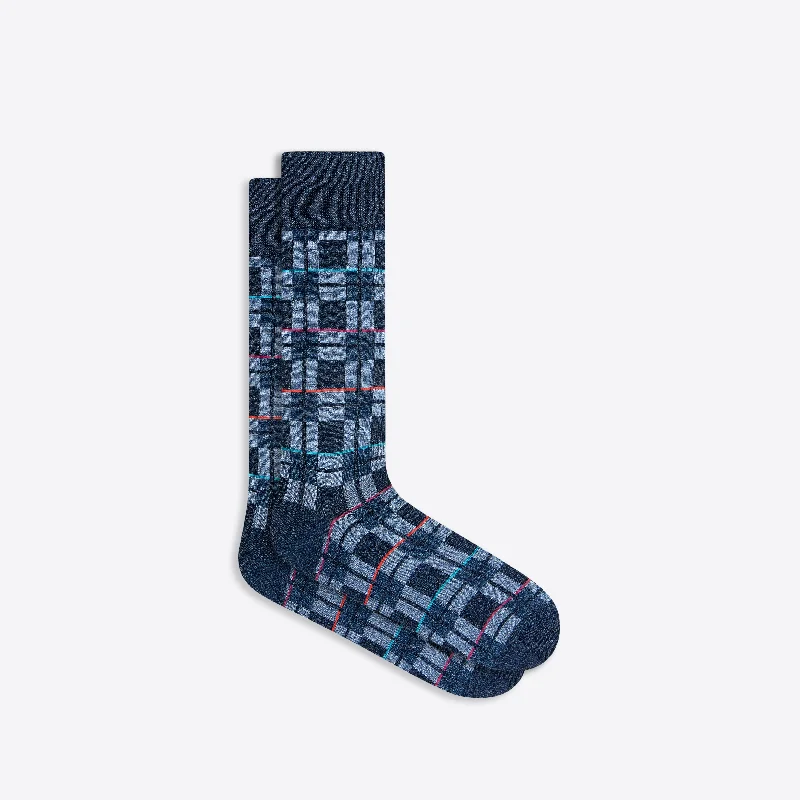 Performance Running Socks-Plaid Check Mid-Calf Socks