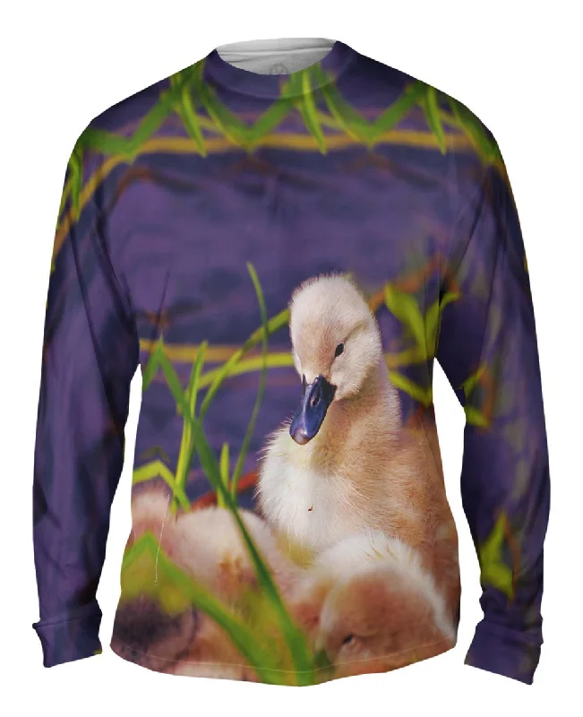 Bold Design Long Sleeve Shirt-Fluffy Violet Ducks