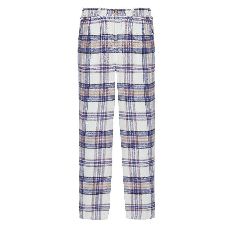 Custom Printed Pants-Obey Womens Max Plaid Pants Unbleached Multi