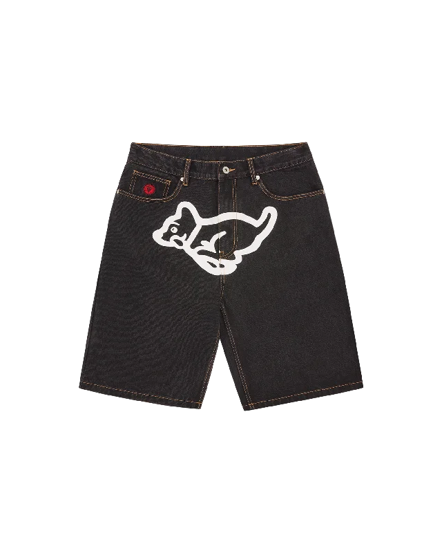 Bold Design Shorts-Running Puppy Denim Shorts